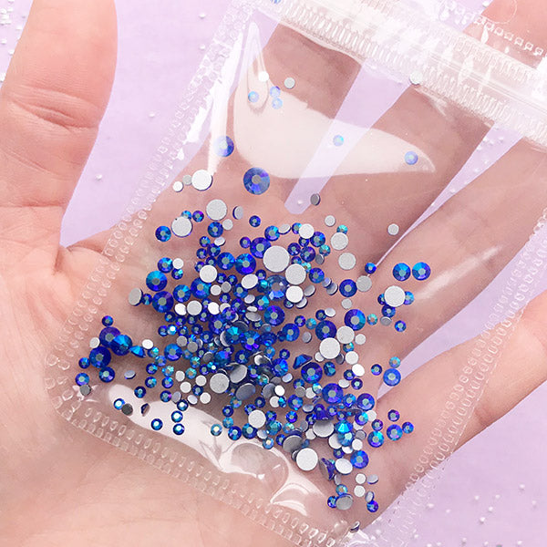 Pointed Back Glass Rhinestone Assortment, Faceted Round Rhinestones, MiniatureSweet, Kawaii Resin Crafts, Decoden Cabochons Supplies