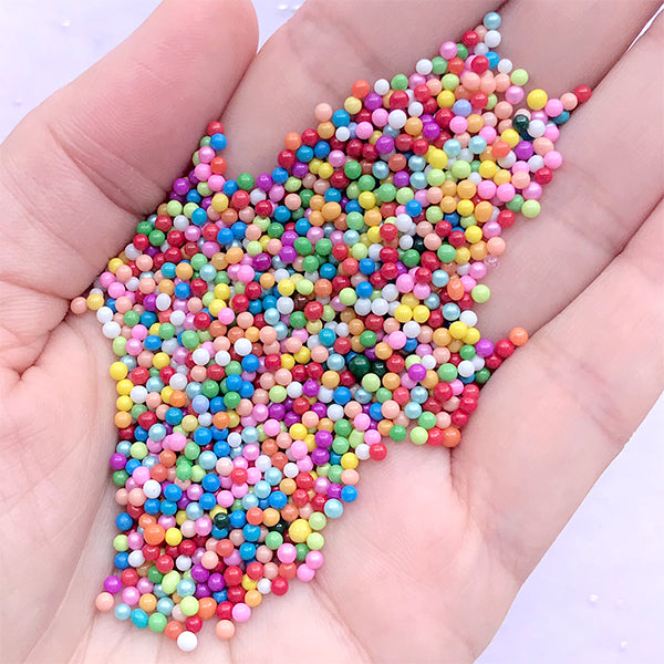 Colorful Fake Sprinkles | Mini Rainbow Foam Ball Beads for Slime | Faux  Nonpareils | Miniature Bubblegum Candy | Dollhouse Gumballs (2mm to 4mm /  3.5