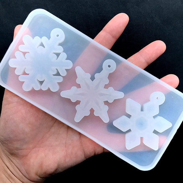 Snowflake Assortment Silicone Mold (3 Cavity), Christmas Charm Making, MiniatureSweet, Kawaii Resin Crafts, Decoden Cabochons Supplies