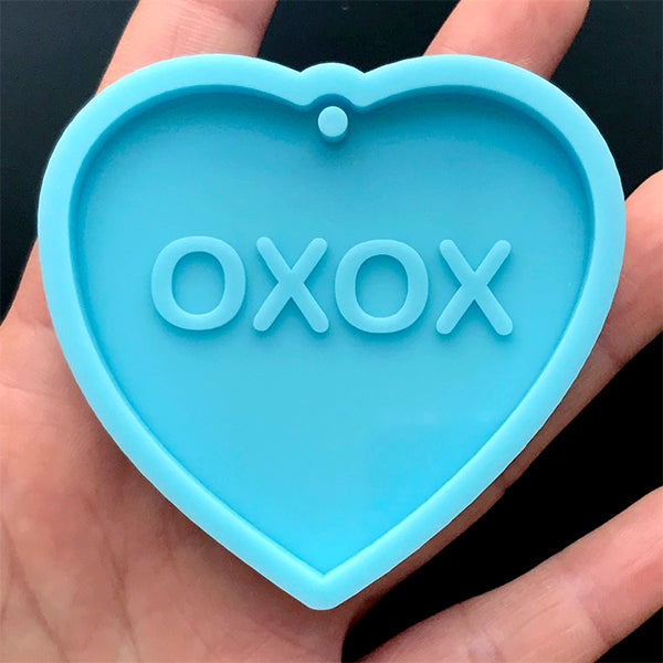 Conversation Heart Tag Silicone Mold | XOXO Heart Charm Mould | Valentine's  Day Keychain DIY | Resin Craft Supplies (59mm x 55mm)