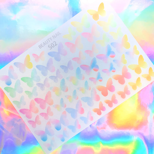 Rainbow Gradient Butterfly Shrinkable Plastic Sheet | Shrink Plastic Film |  Resin Inclusion DIY | Nail Designs (1 Sheet / Translucent)