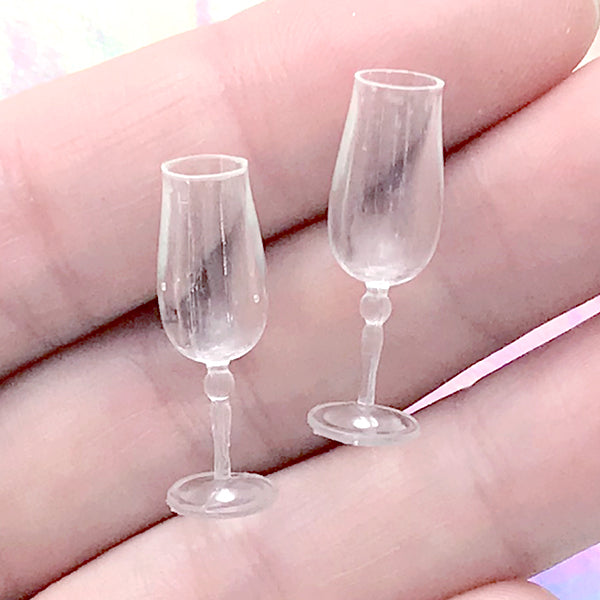 1:12 Miniature Sparkling Wine and Flute Glasses Set of 3 made From Glass  B040 
