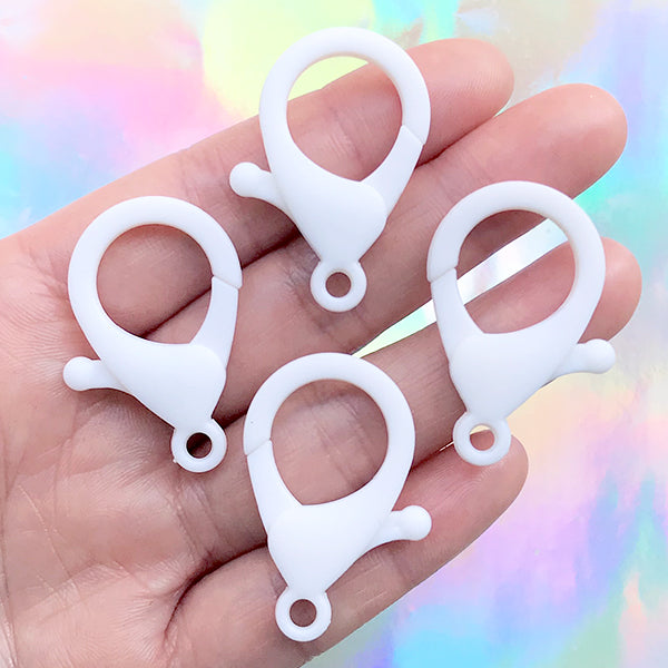White30pcs Small Plastic Lobster Clasp,glasses Chain Clasps