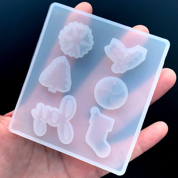 Christmas Silicone Mold (12 Cavity), Candy Stick Snowman Gift Box Pre, MiniatureSweet, Kawaii Resin Crafts, Decoden Cabochons Supplies