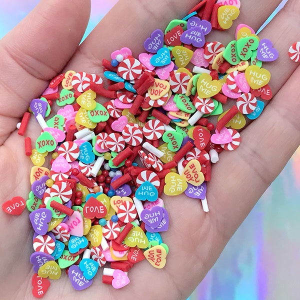 Red Pink Flower Fimo Fake Clay Sprinkles Flowers Valentine's Day Decod
