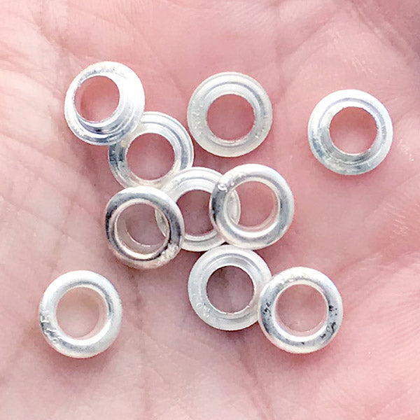 Large Hole Bead Silicone Mold (6 Cavity) with 925 Silver Cores, 5mm E, MiniatureSweet, Kawaii Resin Crafts, Decoden Cabochons Supplies