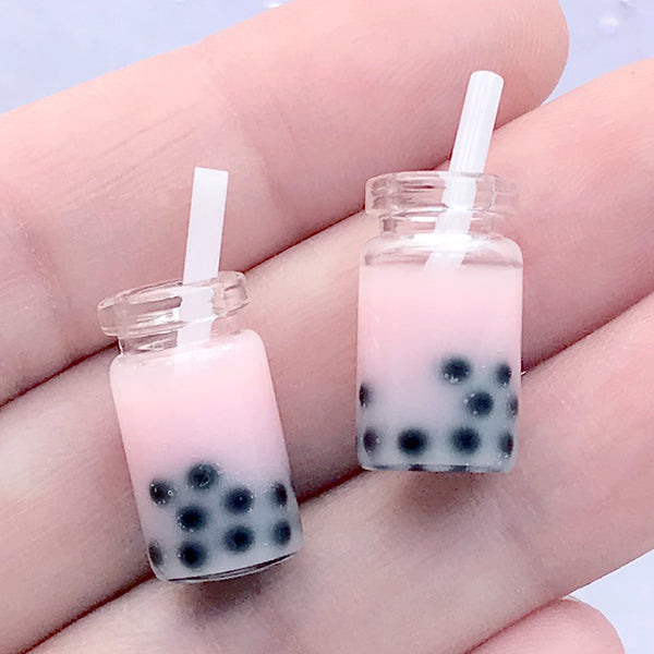 Home Made Milk Bubble Tea In A Transparent Glass On The Coaster On