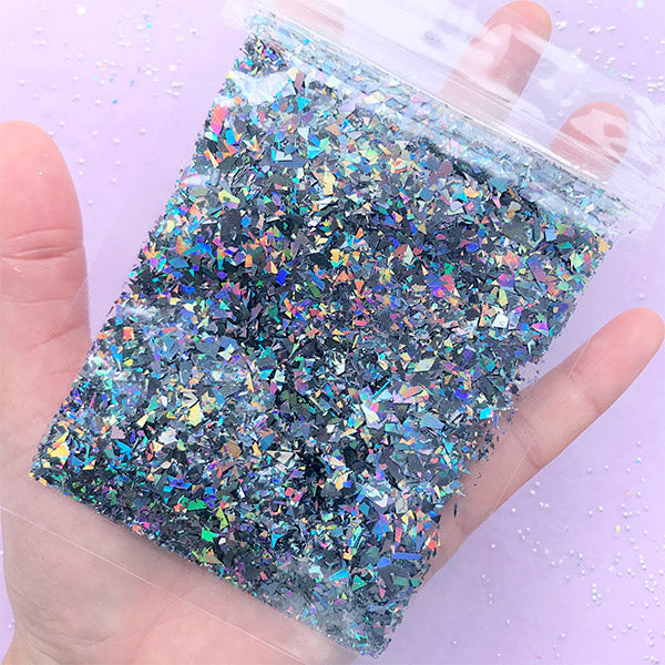 CLEARANCE Iridescent Mica Flakes, Irregular Confetti Glitter, Hologr, MiniatureSweet, Kawaii Resin Crafts, Decoden Cabochons Supplies