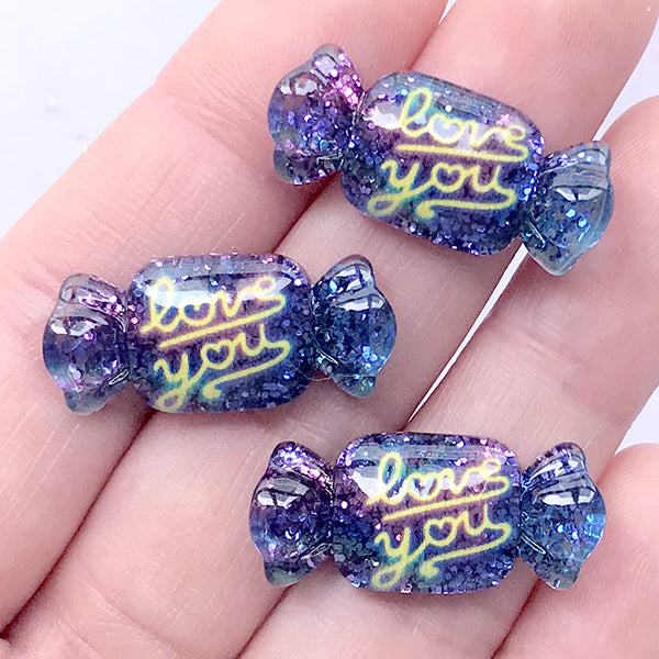 Knuckles Cabochons with Glitter, Glittery Knuckledusters Cabochon, K, MiniatureSweet, Kawaii Resin Crafts, Decoden Cabochons Supplies