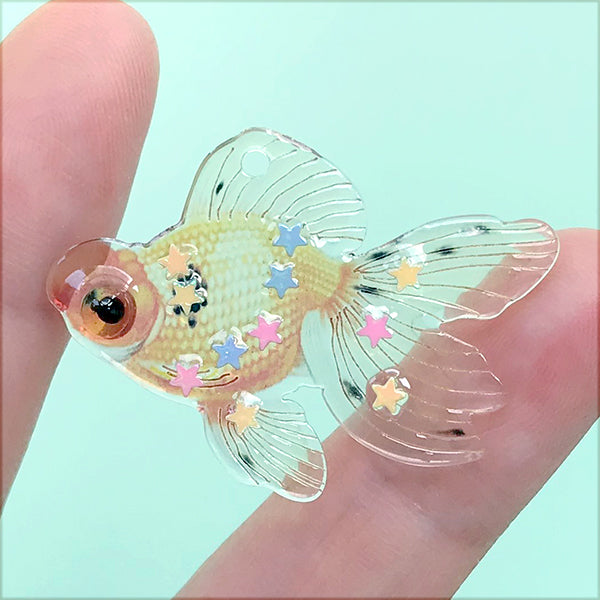 JIAOAO 50 Pcs Resin Goldfish Charms Small Fish In Water Bag Pendant Resin  Goldfish Water Bag Charms Resin Charms For DIY Earrings KeyChain Crafts.