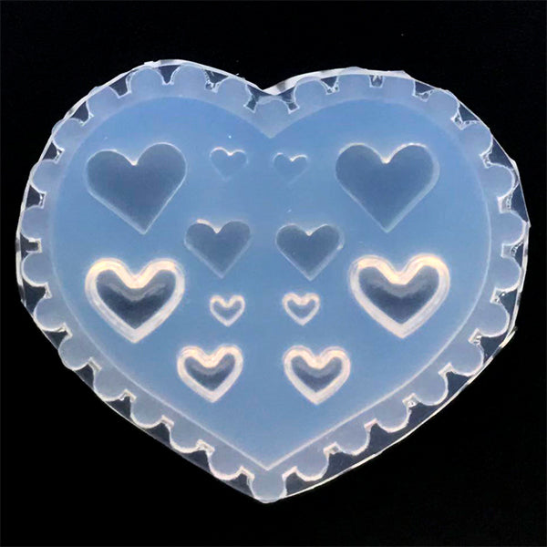 Tiny Flat and Puffy Heart Silicone Mold (12 Cavity), Resin Shaker Bit, MiniatureSweet, Kawaii Resin Crafts, Decoden Cabochons Supplies