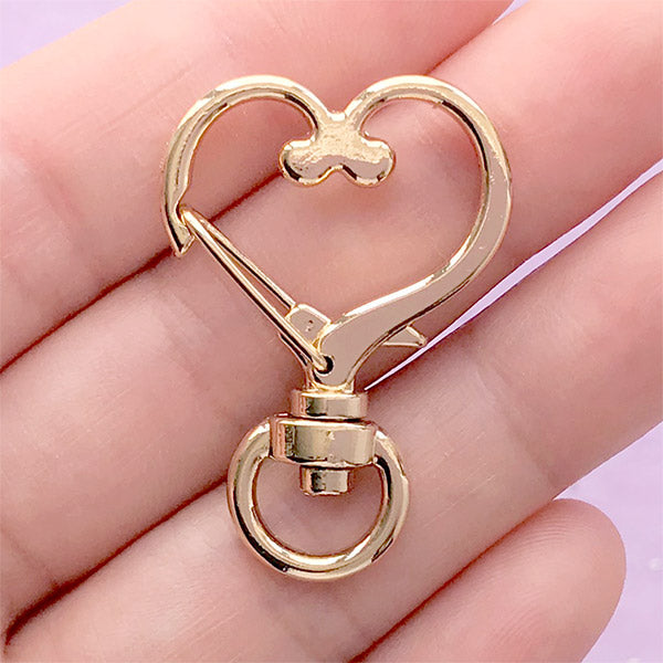 Gold Heart Keychain Pendant Clip lobster clasp Heart Shape DIY Accessories