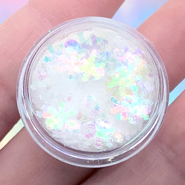 Iridescent Christmas Snowflake Confetti and Glitter Powder Mix