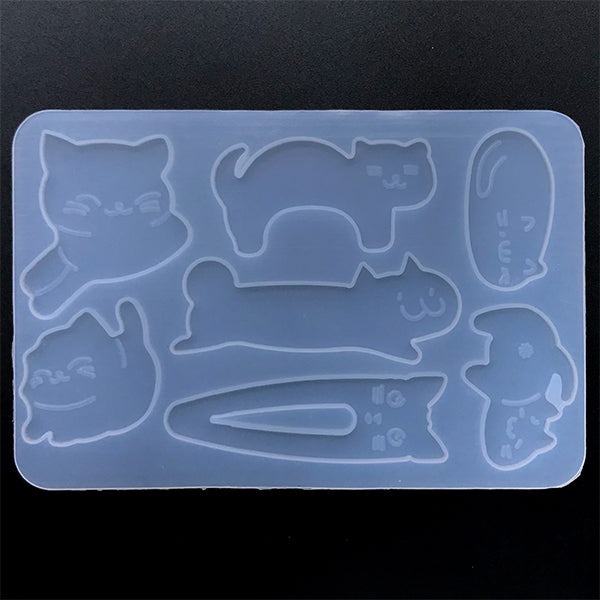 Maneki Neko Silicone Mold Assortment (8 Cavity), Small Lucky Cat Mold, MiniatureSweet, Kawaii Resin Crafts, Decoden Cabochons Supplies