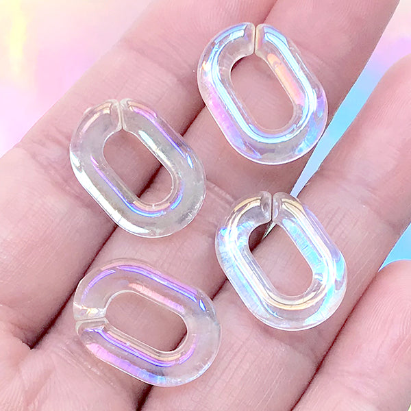 20pcs Iridescent Clear White Oval Acrylic Chain Links, Top Quality Plastic  Chain Links, Open Link per