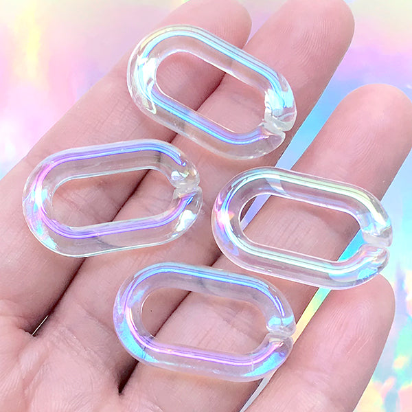 Acrylic Links / Color Plastic Chain Open Links (Yellow / 17mm x 23mm /, MiniatureSweet, Kawaii Resin Crafts, Decoden Cabochons Supplies