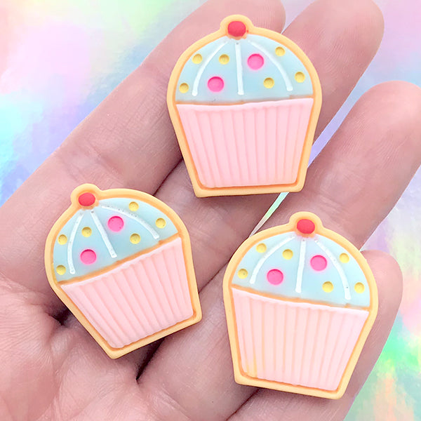 Kawaii Cupcake Sugar Cookie Decoden Cabochons, Dollhouse Food, Minia, MiniatureSweet, Kawaii Resin Crafts, Decoden Cabochons Supplies