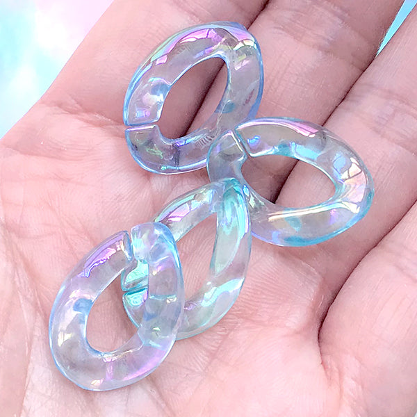 Acrylic Links / Color Plastic Chain Open Links (Yellow / 17mm x 23mm /, MiniatureSweet, Kawaii Resin Crafts, Decoden Cabochons Supplies