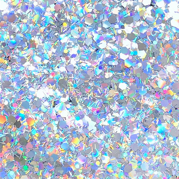 Silver Holographic Hexagon Glitter Mix