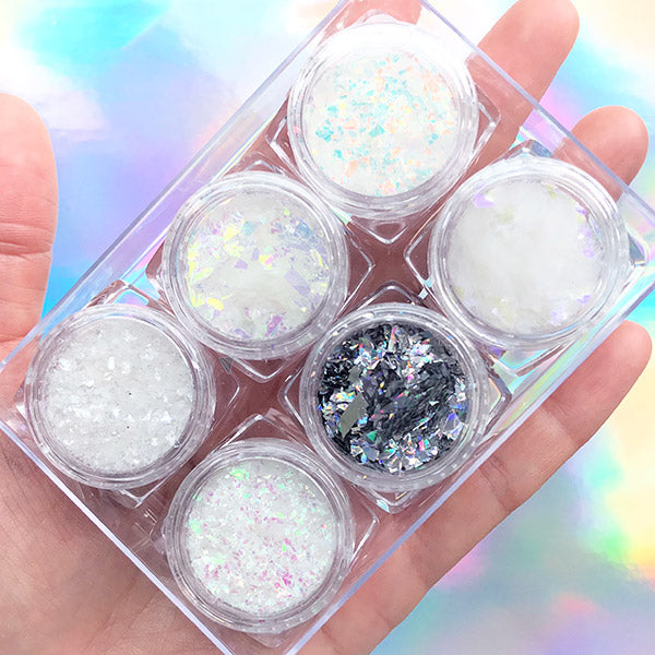 CLEARANCE Iridescent Mica Flakes, Irregular Confetti Glitter, Hologr, MiniatureSweet, Kawaii Resin Crafts, Decoden Cabochons Supplies