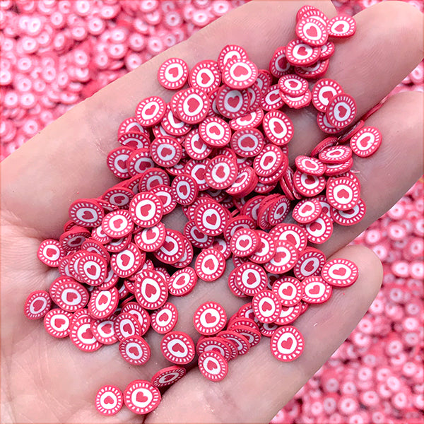 Fake Candy Toppings | Conversation Heart Peppermint Polymer Clay Slices |  Kawaii Decoration | Faux Sweets Deco (5 grams)