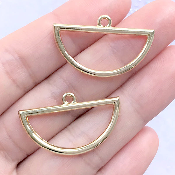 Round Open Backed Bezels | Outline Geometry Pendant | Circle Deco Frame for Resin Art | Resin Jewelry Making | Hollow Charm Supplies (Gold / 2pcs /