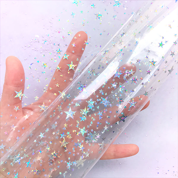 Holographic Vinyl Fabric TPU Bag Material Clear Faux Leather