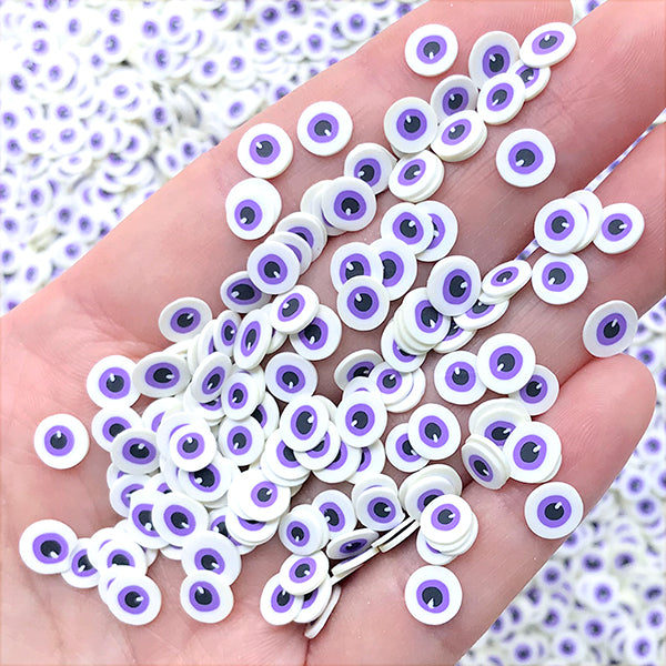 Purple Eyeballs Halloween Clay Fimo Slices Decoden Funfetti 5mm