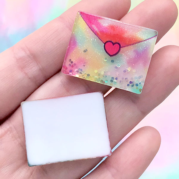 Glittery Love Letter Cabochons | Magical Decoden Pieces | Kawaii Resin  Embellishment for Phone Case Deco (2 pcs / 27mm x 21mm)