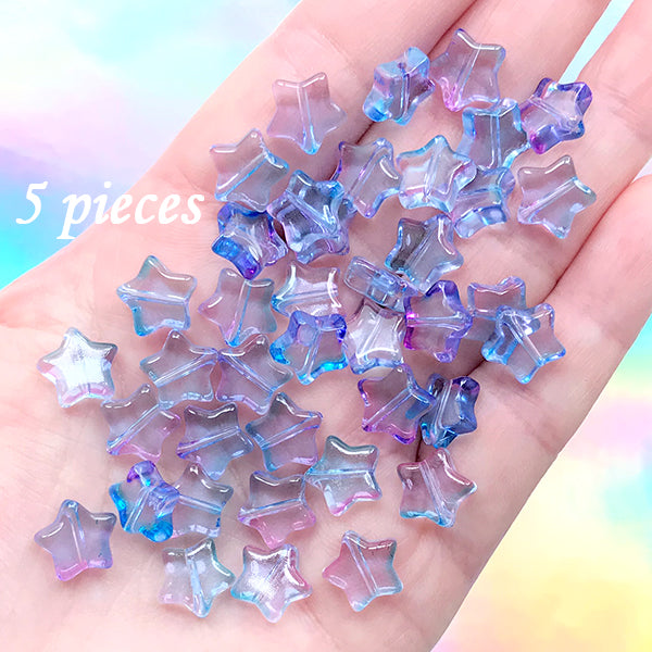 Purple Gradient Star Beads, Kawaii Glass Bead, Cute Bracelet DIY (Pu, MiniatureSweet, Kawaii Resin Crafts, Decoden Cabochons Supplies