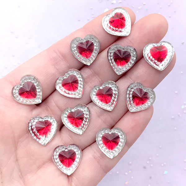 Heart Gemstones | Magical Girl Jewellery Supplies | Kawaii Decoden Phone  Case DIY (12 pcs / Pink / 14mm x 14mm)