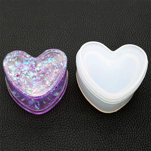 Crystal Heart Trinket Box Silicone Mold, Make Your Own Storage Box, MiniatureSweet, Kawaii Resin Crafts, Decoden Cabochons Supplies
