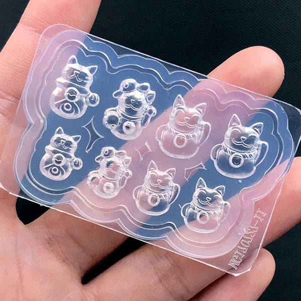 Skaxi Japanese Lucky Cat Silicone Mold Tray, Maneki-Neko 招き猫, Makes 4pcs  Novelty Kitty Shaped Ice Cube, Brings Luck Prosperity Fortune