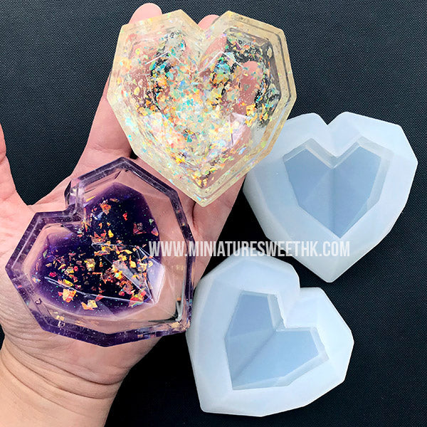 2pcs Big Heart Shape Silicone Mold Large Love Heart Keychain Charms Epoxy  Resin Molds Casting Molds With Hole For Diy Crafts
