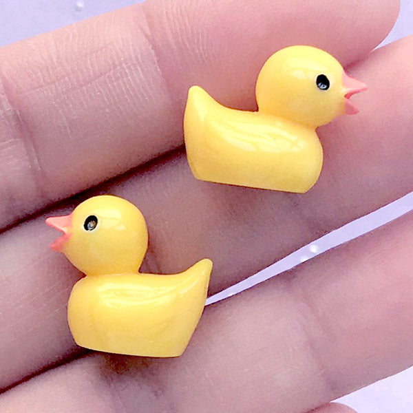 Dollhouse Rubber Duck Cabochons in 3D, Miniature Bathing Duck, Yello, MiniatureSweet, Kawaii Resin Crafts, Decoden Cabochons Supplies