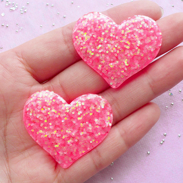 Pink Heart in Heart Acrylic Beads - Aunt Jenny's Beads