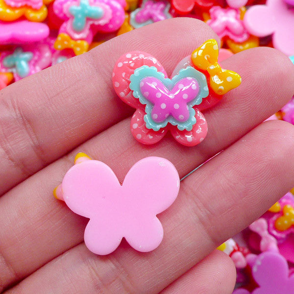50g Hot Sell Tiktok Live  Kawaii Flat Back Resin Craft Resin  Accessories Baroque Butterfly for Charm Decoration Hair Clip