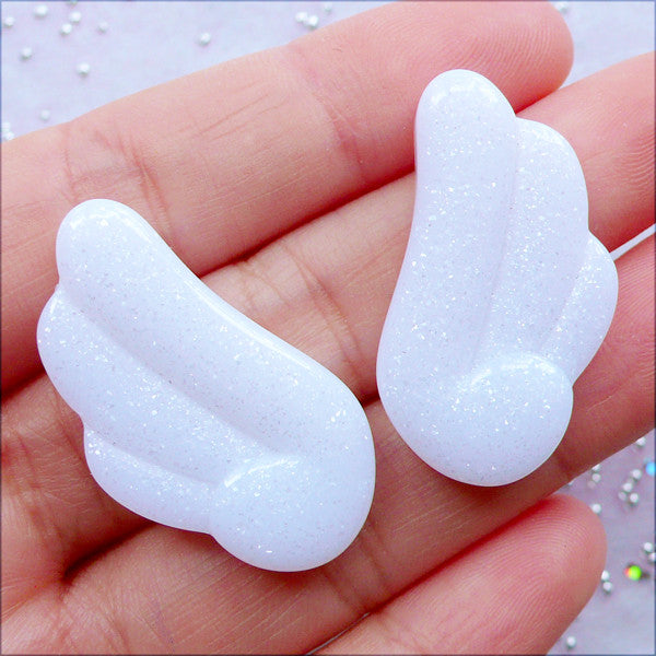 Plastic Angel Wings For Crafts, White 12 Pcs 80mm