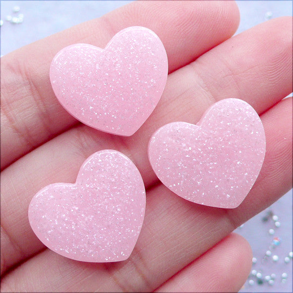 Iridescent Pink Heart Snowflake and Star Glitter, Dreamy Glittery Con, MiniatureSweet, Kawaii Resin Crafts, Decoden Cabochons Supplies