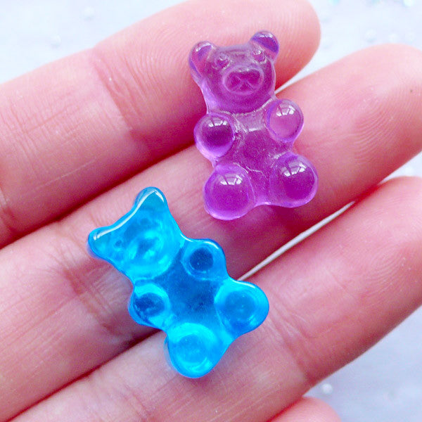 Gummy Bear Fake Flatback Charms HARD Resin Cabochons Fake Candy