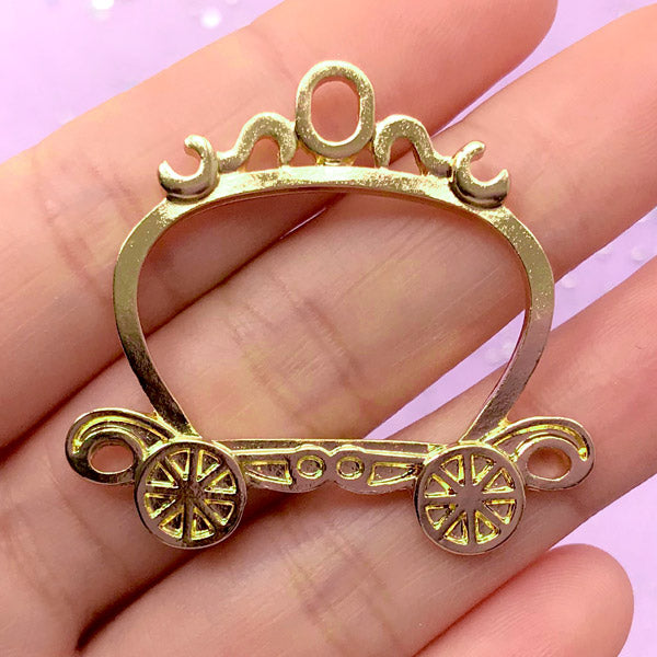 Pumpkin Carriage Open Back Bezel Charm