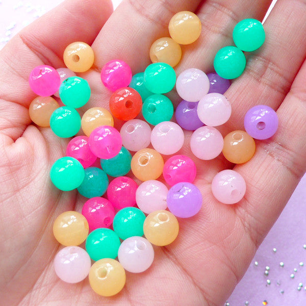 Acrylic Jelly Candy Beads  8mm Round Gum Ball Plastic Beads