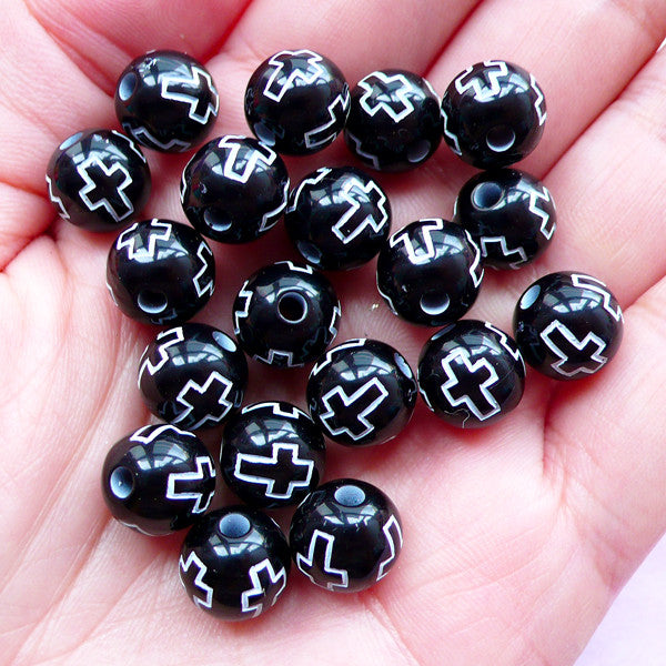 Cross Beads, Acrylic Ball Beads, Religion Jewelry & Accessory Making, MiniatureSweet, Kawaii Resin Crafts, Decoden Cabochons Supplies