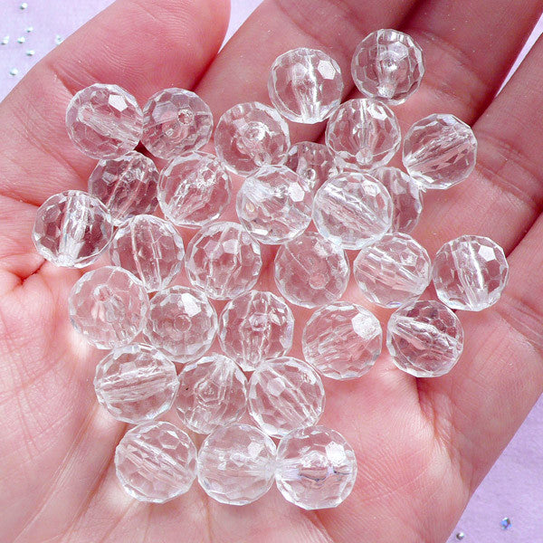 Acrylic Rose Beads, Clear Plastic Flower Bead, Chunky Jewelry Making, MiniatureSweet, Kawaii Resin Crafts, Decoden Cabochons Supplies