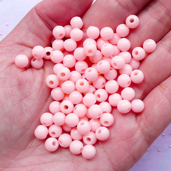 Pastel Fairy Kei Jewellery Making | Round Acrylic Beads | Plastic Gumball  Bead (Pink / 100 pcs)