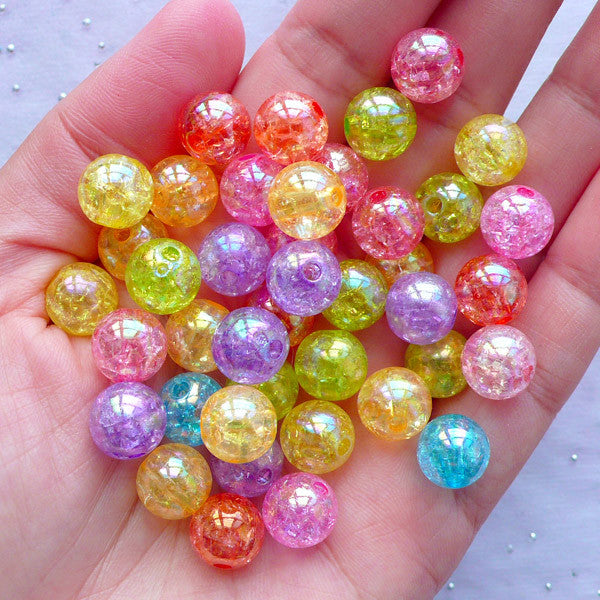 Bead Kit, 10 color crackle bead set, 6mm crackle beads, bead