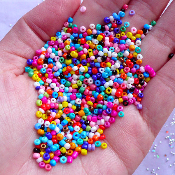 Mixed Seed Beads, Glass 2mm Beads, Tiny Beads, Small Beads, Opaque Beads, 
