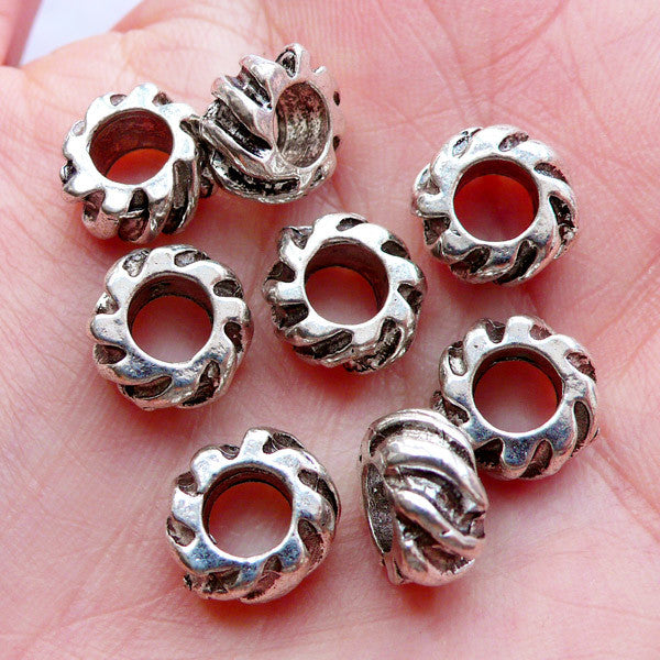 Red Series Rondelle Large Hole Beads for European Bracelet Charms