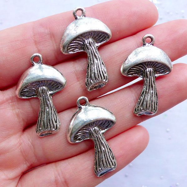 Sterling Silver Mushroom Charm - Food Charm