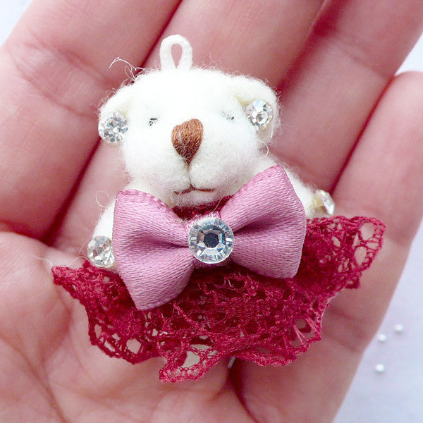 bear with heart bag charm keychain key fob new handmade birthday gift gold  clip